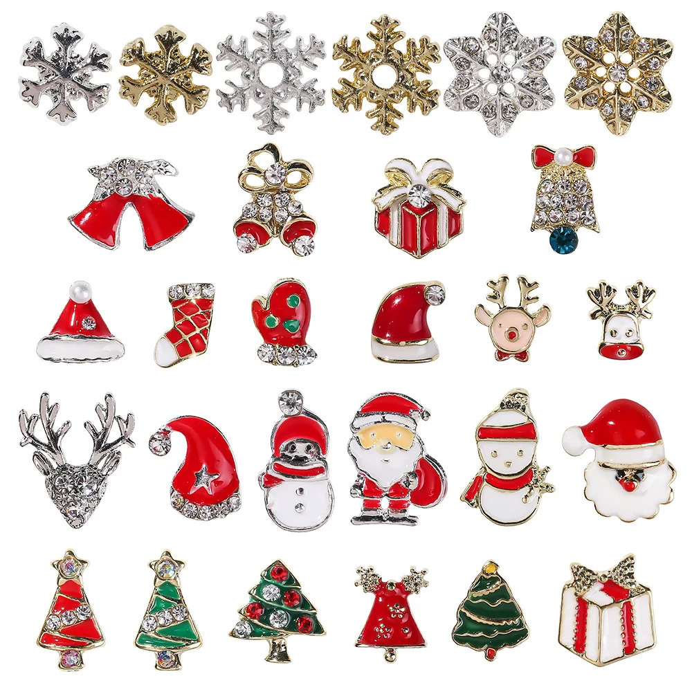 Christmas Nails Figures Rhinestones Decor Diamond Metal Alloy Xmas Ornaments Charms Manicure Diy Jewelry Nail Art Accessories 3d 251027