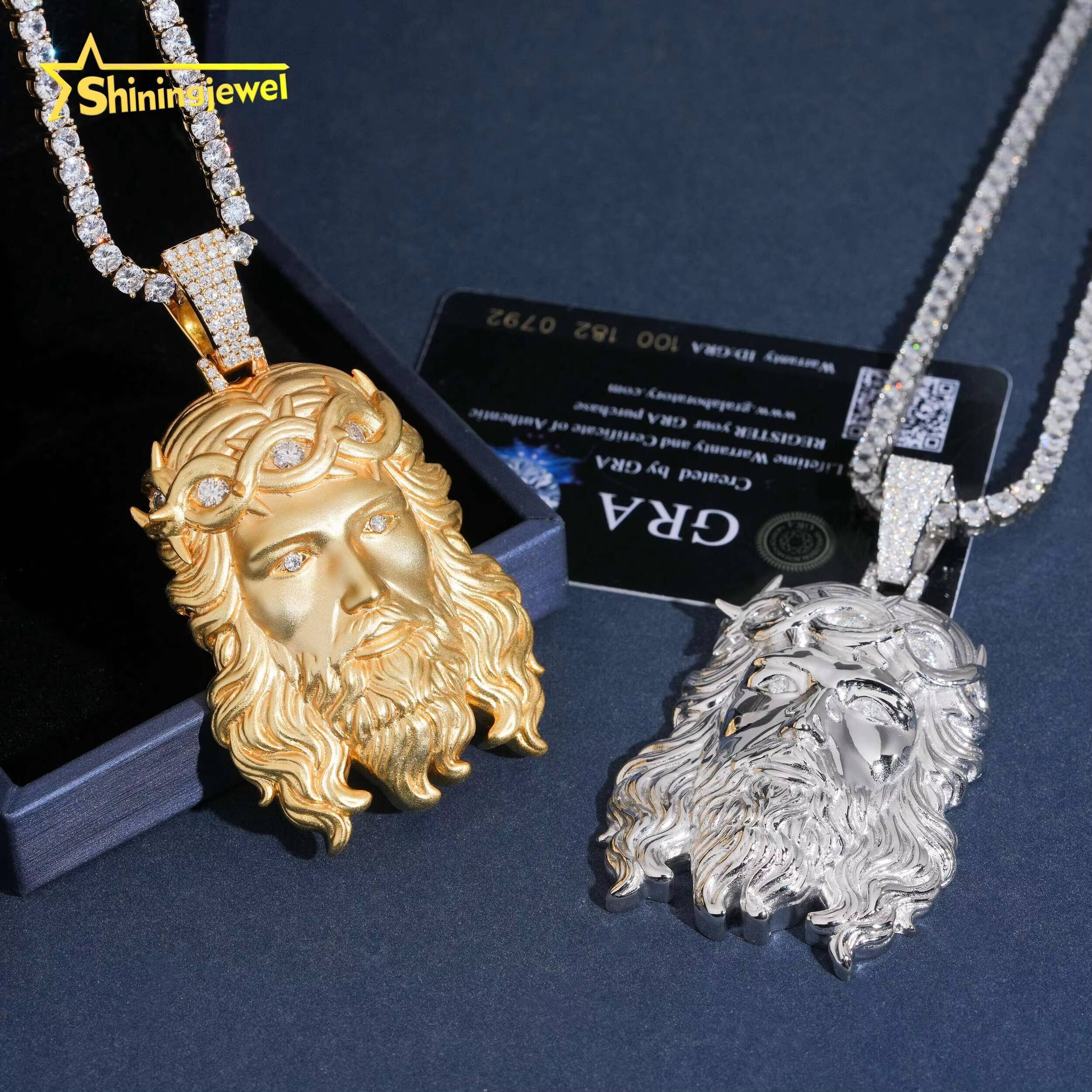 925 Sterling Silver Plain Design GRA Moissanite Pass Diamond Test Jesus Pendant Hip Hop Jewelry Designer's style