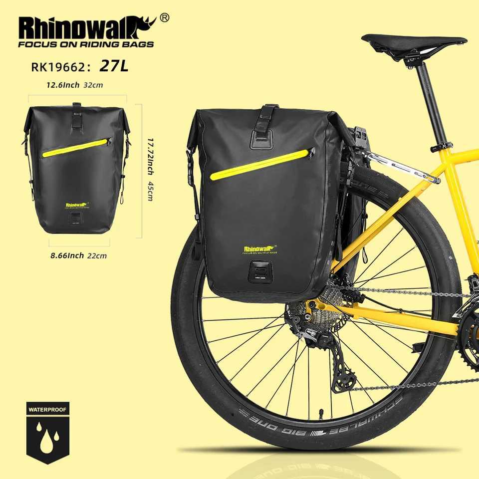 Rhinowalk Bike Pannier Bag Waterproof 27L Back Seat Rack Bag Travel Cycling Bag 1PC Bicycle Rear Rack Tail Seat Trunk Pannier H251029
