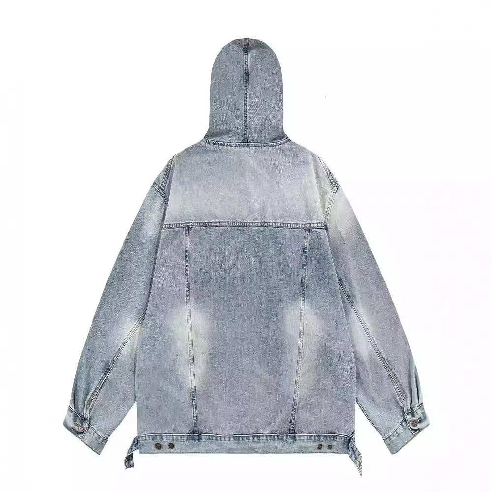 Washed Vintage Denim Hooded Loose Sweatshirt Jacket Trendy Hooded Jacket For Jacket Men Men And Designer Jacket Women High Street Loose Stylish Jacket