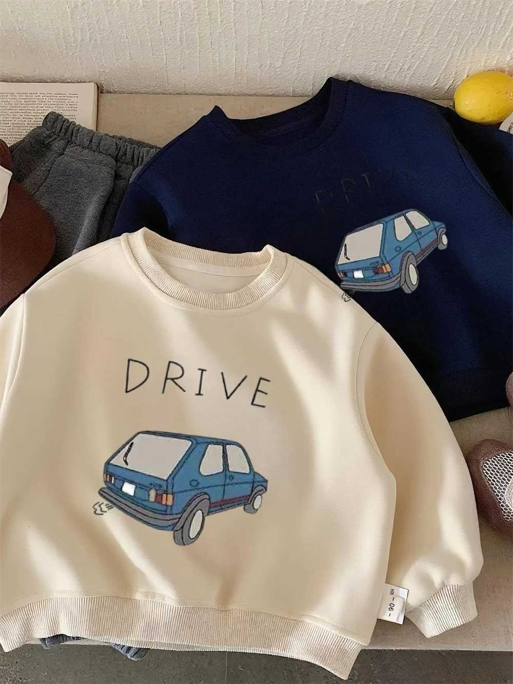 Cartoon Car Sweatshirts Long Sleeve Tops SpringFall Wear Kids Simple Fashion Wear Loose Casual Sports Hoodie Baby ClothingT251030