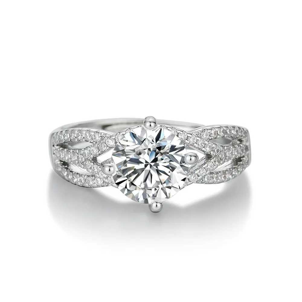 Korean Style Bestselling CrossLine Open Ring 2 Carat Zircon Ring Womens DiamondLook RingW251030