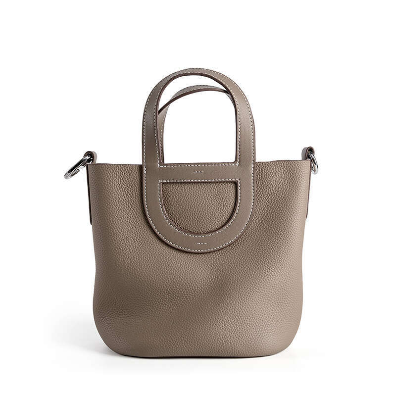 Top Layer Cowhide Basket Bucket Handheld Shoulder Crossbody Genuine Leather Women's Bag Trendy