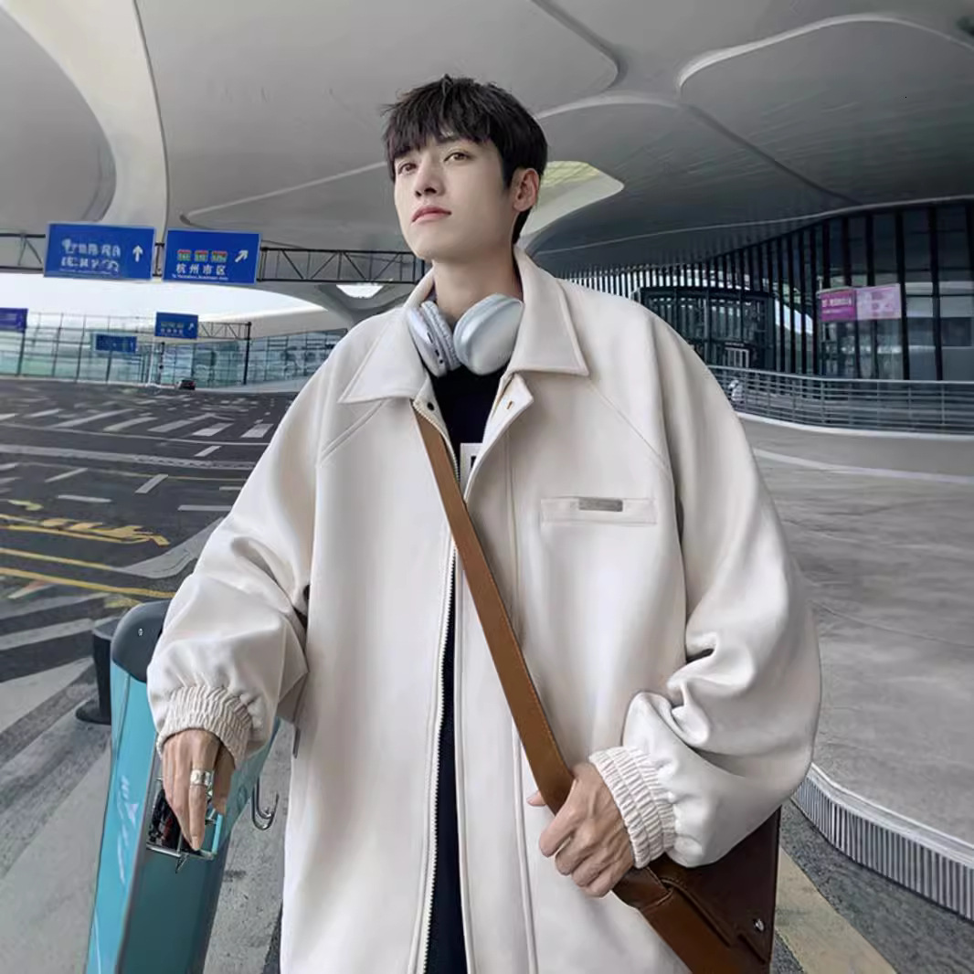 Suede Jacket Designer Coat Men's Spring And Autumn American Style Trendy Brand Cool Loose Casual Turn-down Collar 2025 Early Spring Jacket