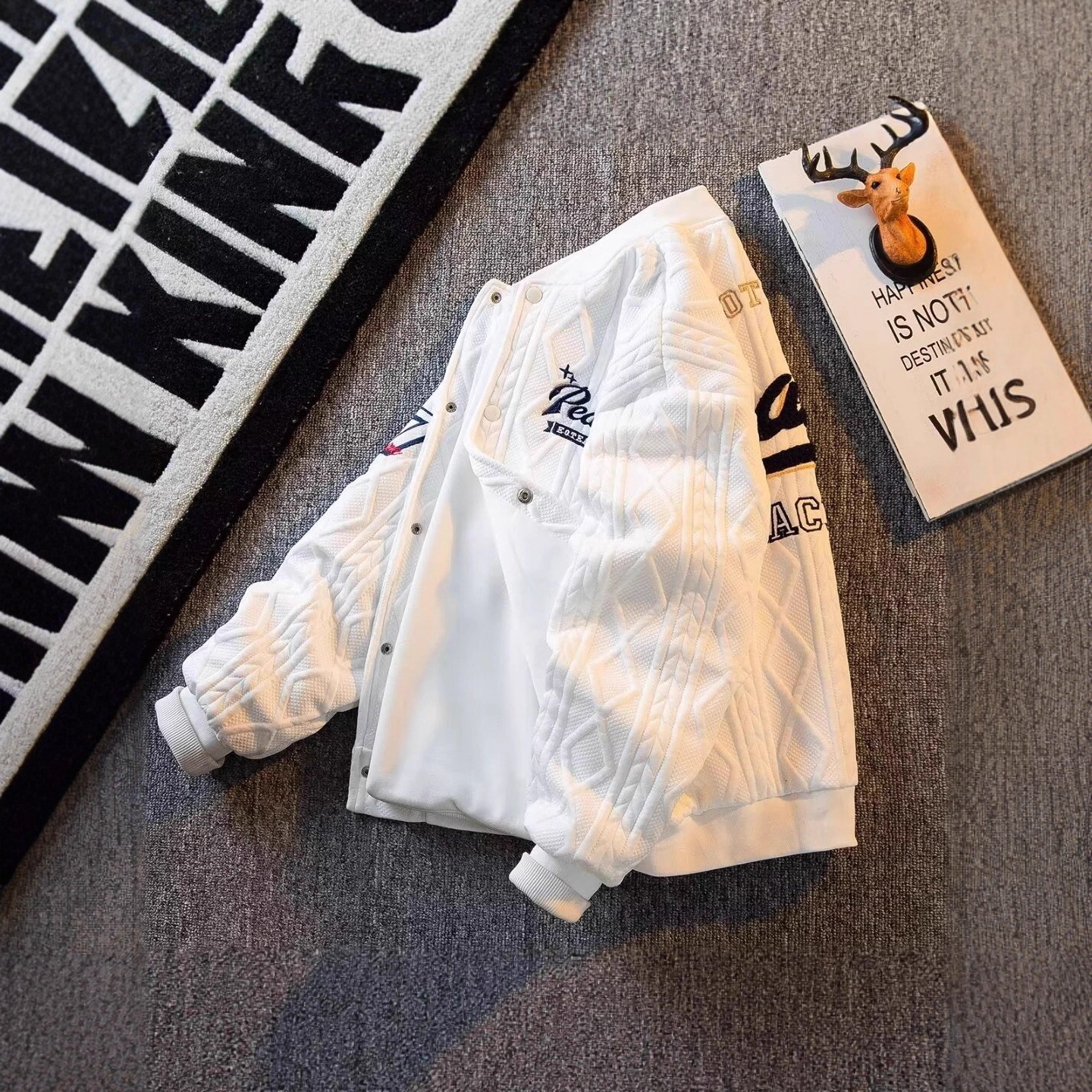 Original Towel Embroidery Designer Coat Baseball Jacket Double Layer Coat Men's Autumn Winter Trendy Brand Ins Loose Casual Men's Jacket Top