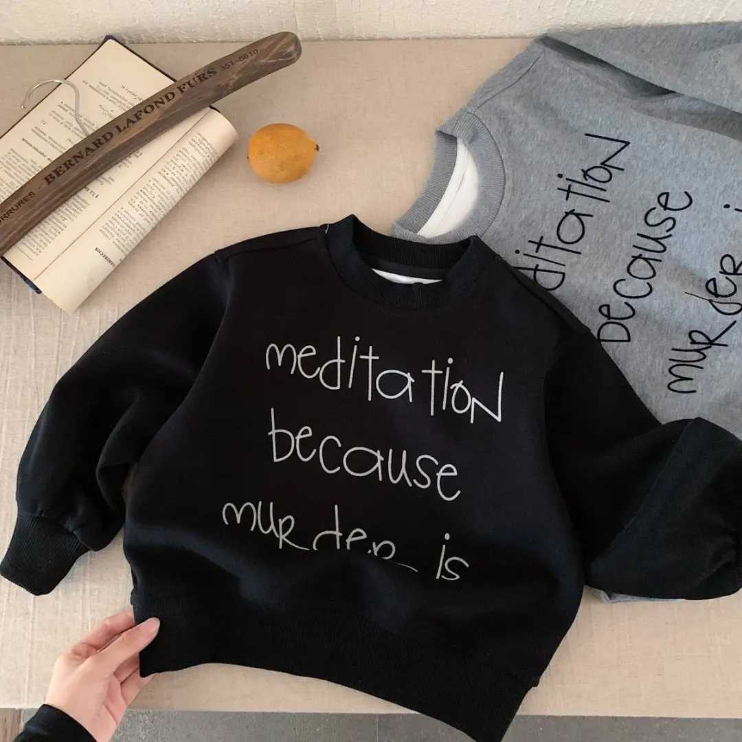 2025 Autumn New Children Long Sleeve Sweatshirt Fashion Letter Print Boys Girls Casual Pullover Baby Cotton Tops Kids ClothesT251030