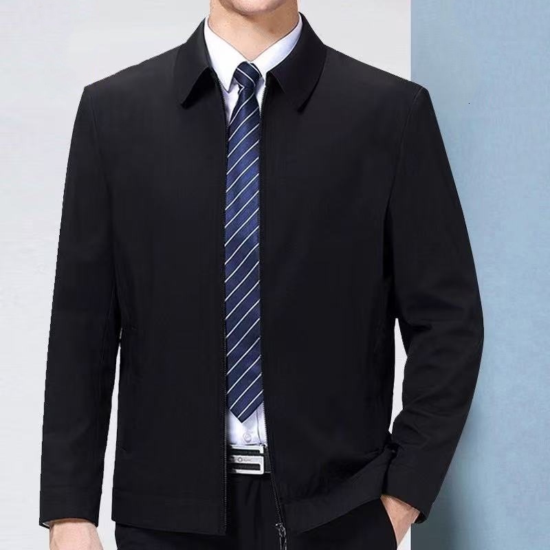 High-end Business Spring And Autumn Men's Casual Jacket For Middle-aged And Young Men Stand Designer Coat Collar Long Sleeve New Dad's Top
