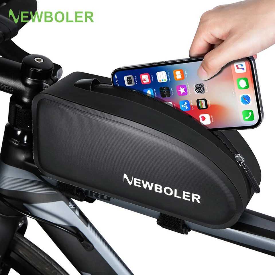 NEWBOLER Bicycle Bag Waterproof Cycling Top Front Tube Frame Bag Large Capacity MTB Road Bicycle Pannier Black Bike Accessories H251029