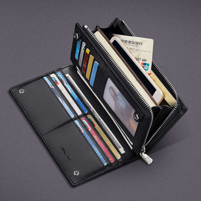 Emperor Paul Genuine Leather Clutch Men Large Capacity Handbag Zipper 19 Card Slots Long Wallet