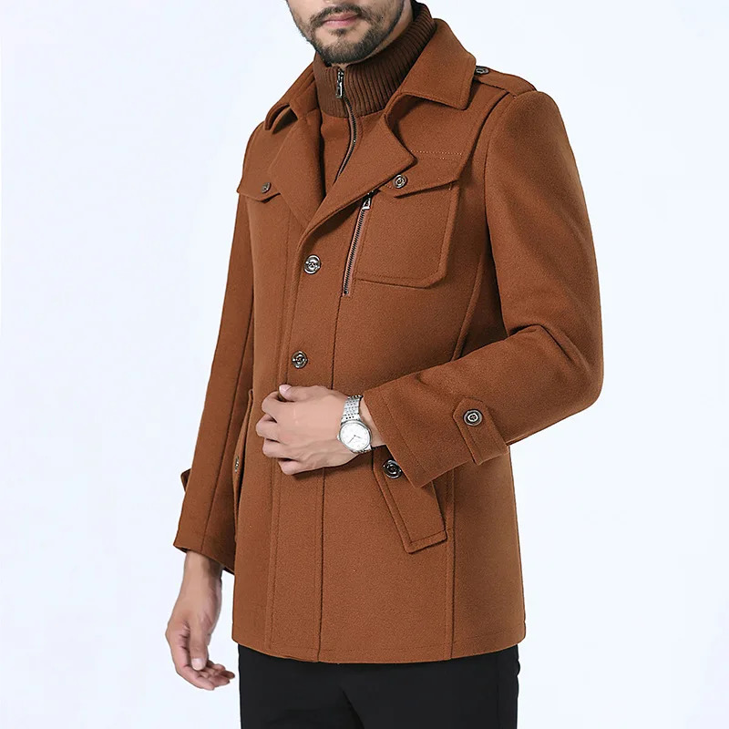 Winter Business Casual Wool Coat Men jackets Mens Woolen Coats Fashion Thicken Mid Length Trench Solid Warm Outerwear 251029