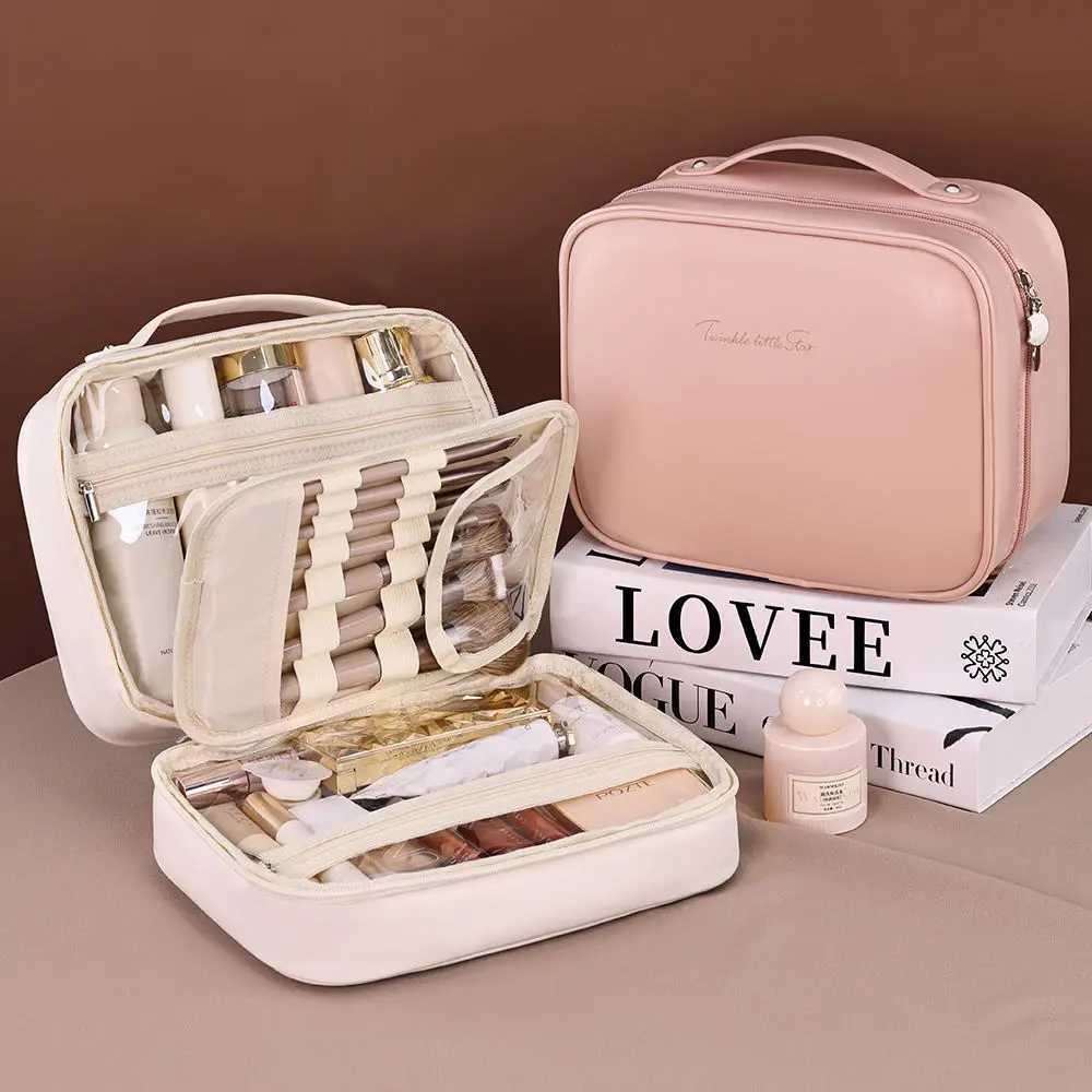 Private Label Multifunctional PU Leather Cosmetic Case Tray Makeup Bag Classified Storage Skin Care Toiletries Makeup Bag J251115