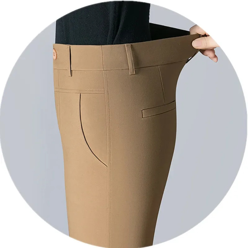 2025 Womens Slim Fit Pants Fashion Stretch Trousers Red Dark Blue Khaki Pant Asian Size 2732 251015