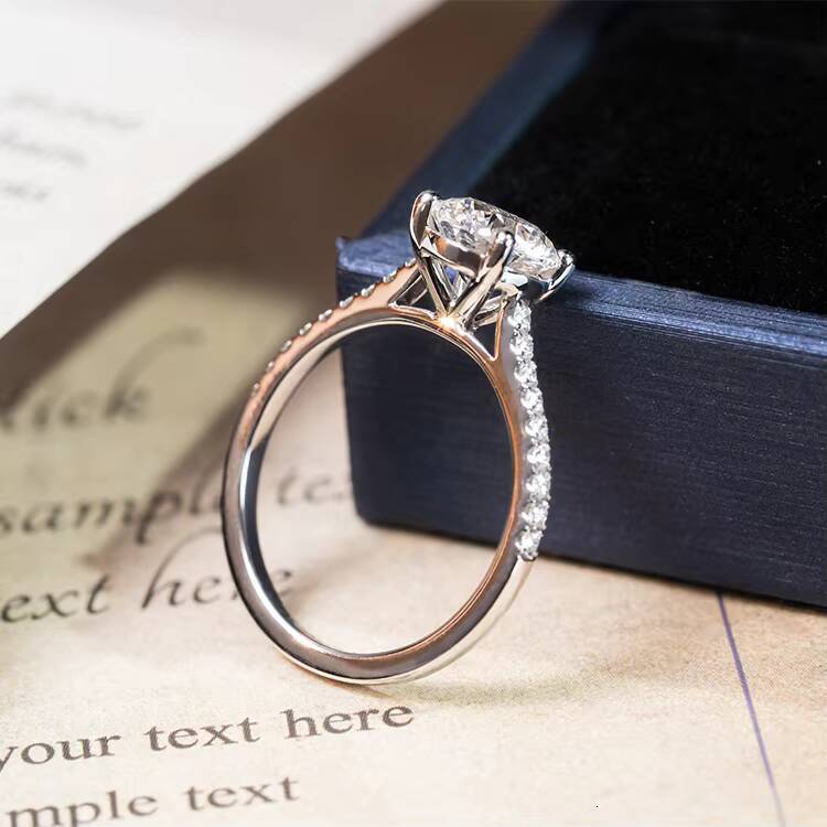 Redleaf Luxury Designer 2ct 8mm Round Brilliant Cut Moissanite Ring 14K Soild White Gold Halo Engagement Rings for Women