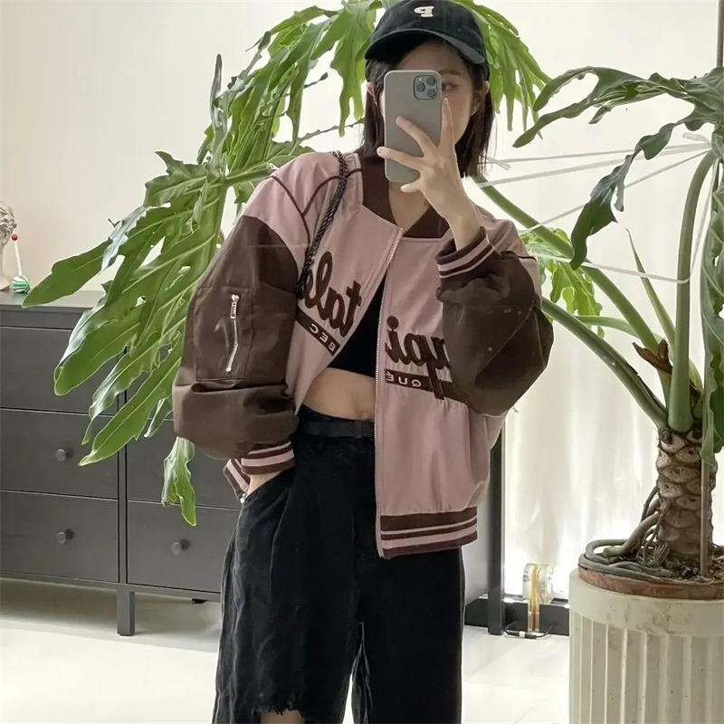 Zipup Baseball Coat Woman Short Letter Bomber Jacket for Women High Quality Offer Elegant Fashion Lined Deals 251029