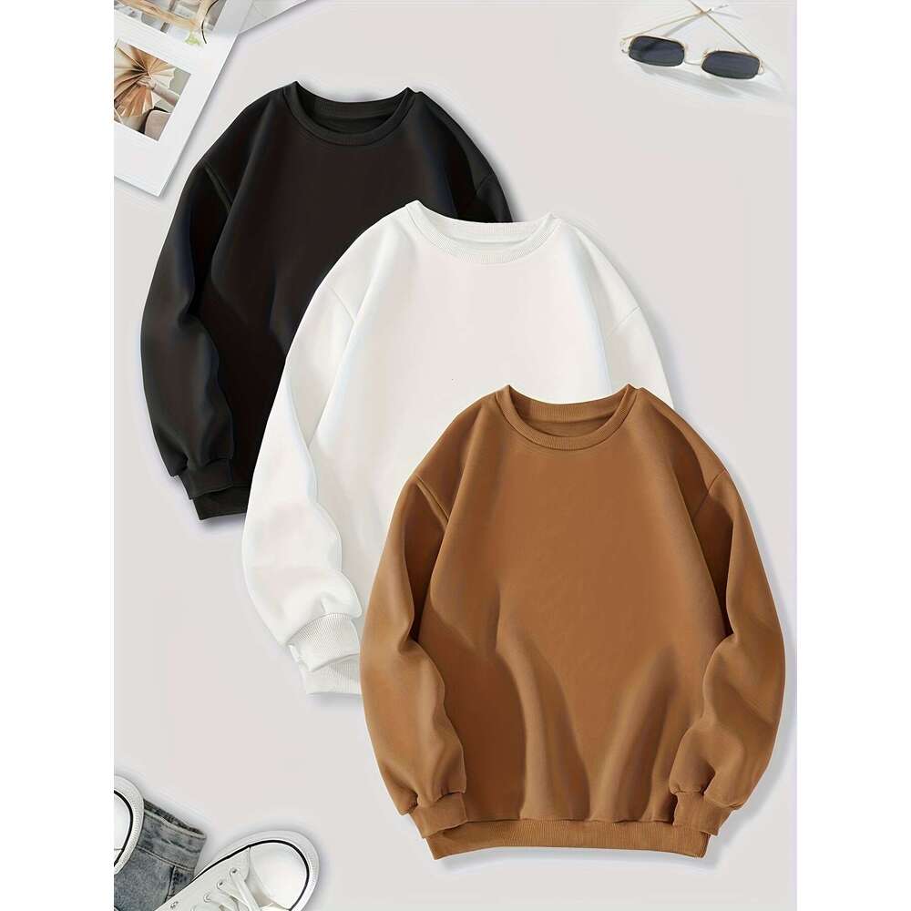 Packs Mixed Color Pullover Sweatshirts Casual Long Sleeve Crew Neck Sweatshirt Women S Clothing