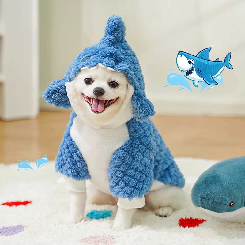 Funny Dog Costume Puppy Warm Hoodie Winter Dog Clothes Shark Cosplay Fleece Clothing Dachshund Bichon Chihuahua Coats Pullovers C251030