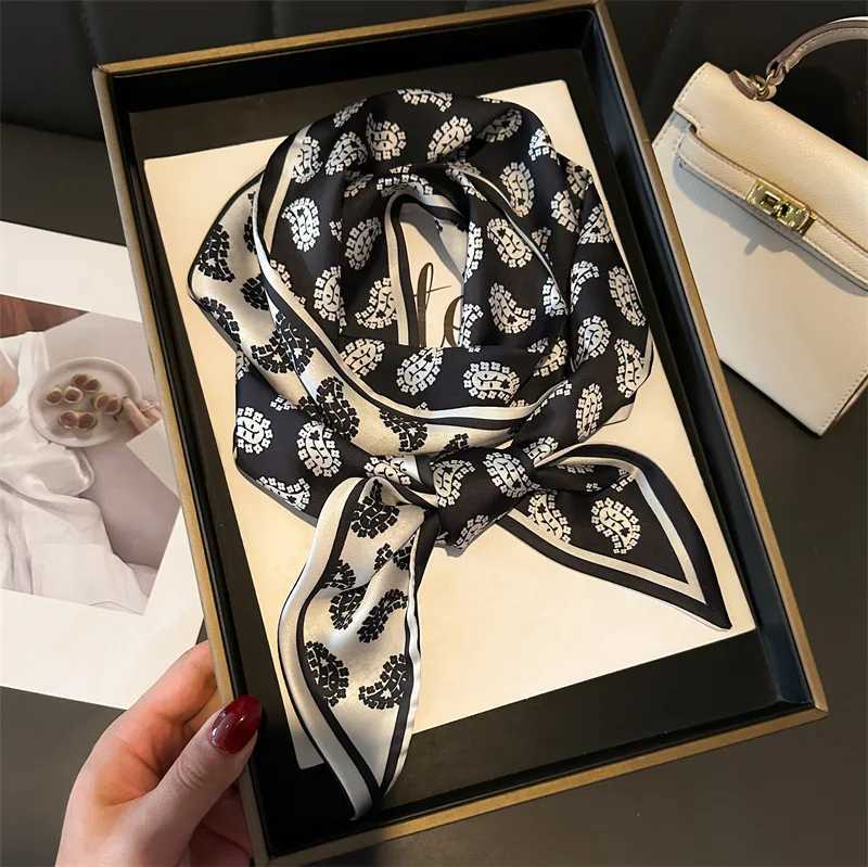 New 14x147cm Narrow Silk Scarves Shirt Neckerchief Doublelayered Checkered Pattern Women Tie Neck Bag Hair Headband HeadscarfW251029
