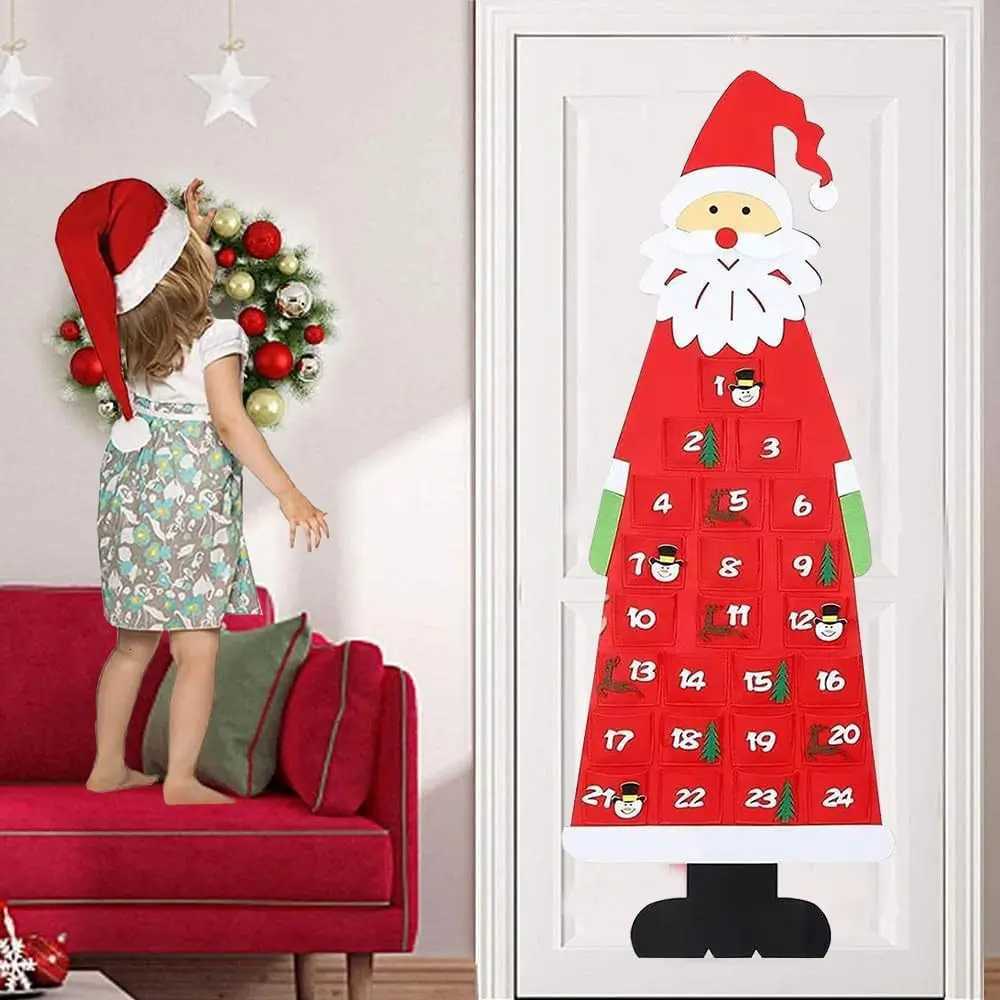 Christmas Felt Advent Calendar Wall Hanging Santa Advent Calendar with Pockets 24 Days Kids Toys For Children Christmas Gift C251030