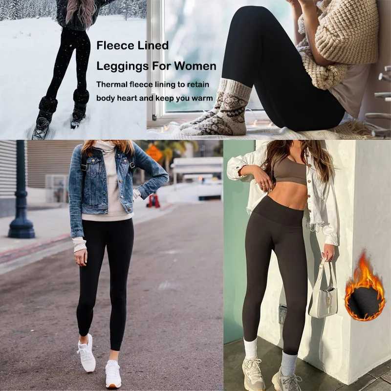 VITALINOVO Fleece Lined Leggings Women High Waisted Warm Winter Yoga Pants for Women Thermal Running Workout Black Leggings J251030