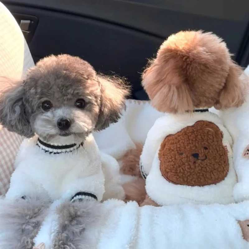 Autumn Dog Hoodies Warm Plush Dog Jumpsuits Luxury Soft Puppy Clothes Bear Pattern Cat Pullovers Pet Overalls Poodle Dog Clothes C251030