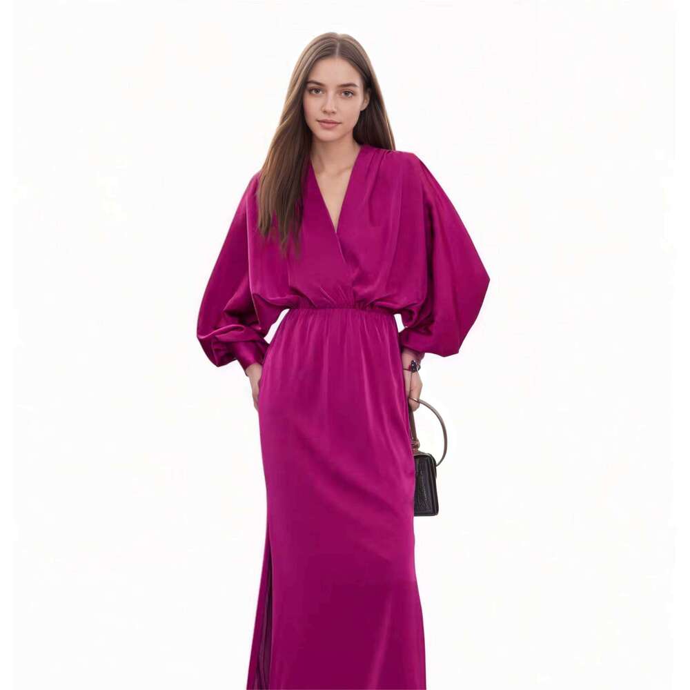 Solid Color Ruffled Christmas Ladies Casual Dress Elegant Women's Clothing prom