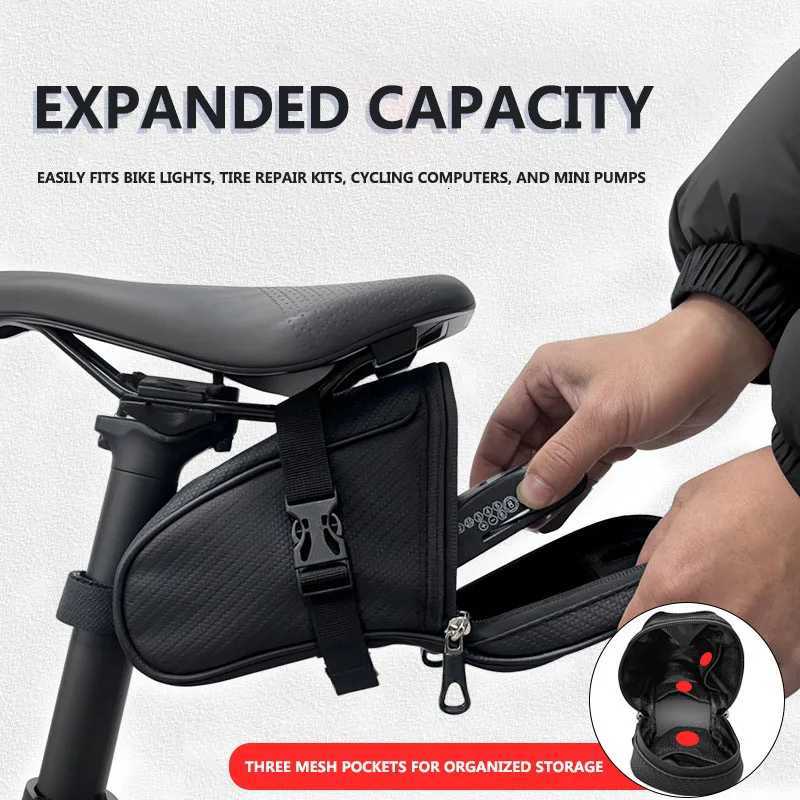 Waterproof Bicycle Saddle Bag Portable 1L MTB Rear Bag Reflective Bike Leather Storage Bag Bike Accessories H251029