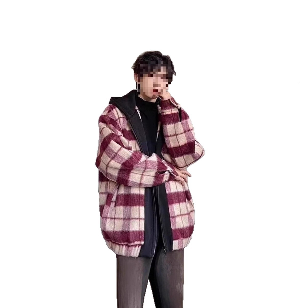 Autumn New Small Fragrance Style Color Block Jacket Designer Coat Men's Trendy Lazy Style Hooded Loose Zipper Versatile Coat