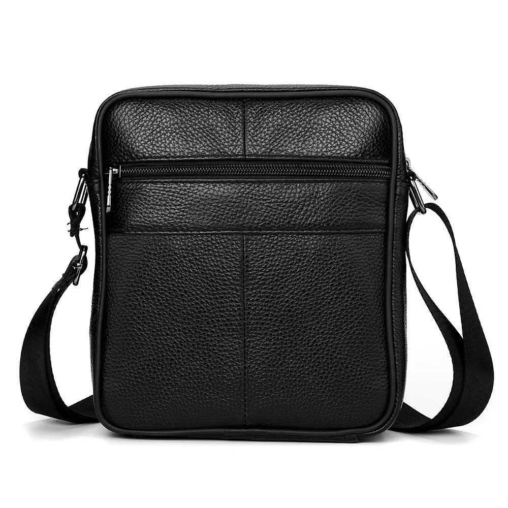 New Business Casual Mens Crossbody Bag Leather Strap For Men Black Courier Side Bag For Mens Postman Travel Bag Y251011