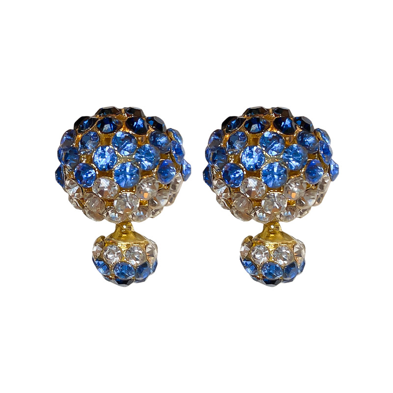 Sier Needle Inlaid Dia Large Small Round Front and Back Wear Korean Light High-end Sense Niche Fashion Earrings for Women