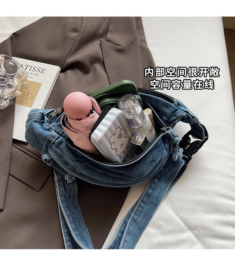 Denim Shoulder Chest Bag for Women Sporty Casual Style Simple Fashionable Waist Bags Mobile Phone Crossbody Bag for Men 251030