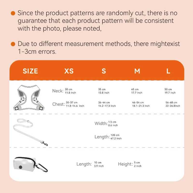 Adorable Pet Harness Vest and Leash Set Dog Vest Harness Dog Leash with Dog Poop Bag Set Dog Harness Pet Supplies J251129