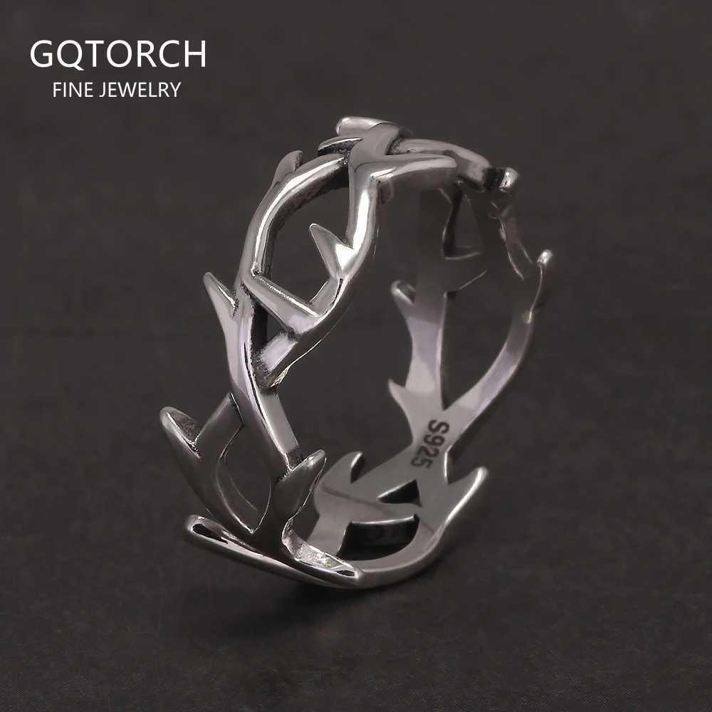 925 Sterling Silver Gothic Thorn Couple Rings for Women Men Punk Retro Cool Spiky Finger Ring Adjustable Hiphop Y2k JewelryW251030