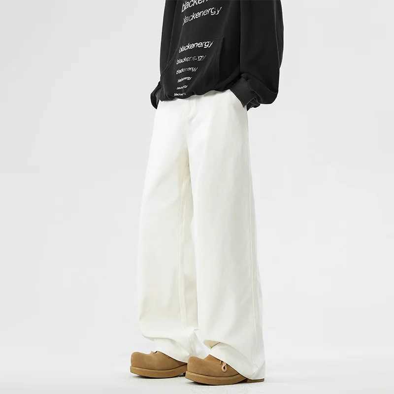 Mens Spring New Wide Leg Pants Loose Straight leg Korean Style Fashion Simple Solid Color Mens Casual Pants Wide Legs J251030