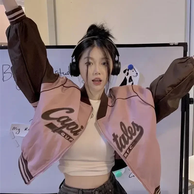 Zipup Baseball Coat Woman Short Letter Bomber Jacket for Women High Quality Offer Elegant Fashion Lined Deals 251029