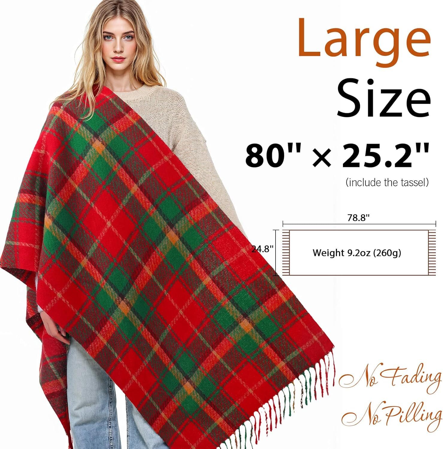 Custom Womens Winter Scarf Fashion Cashmere Feel Plaid Scarfs for Women Pashmina Shawls and Wraps Long Blanket Scarf