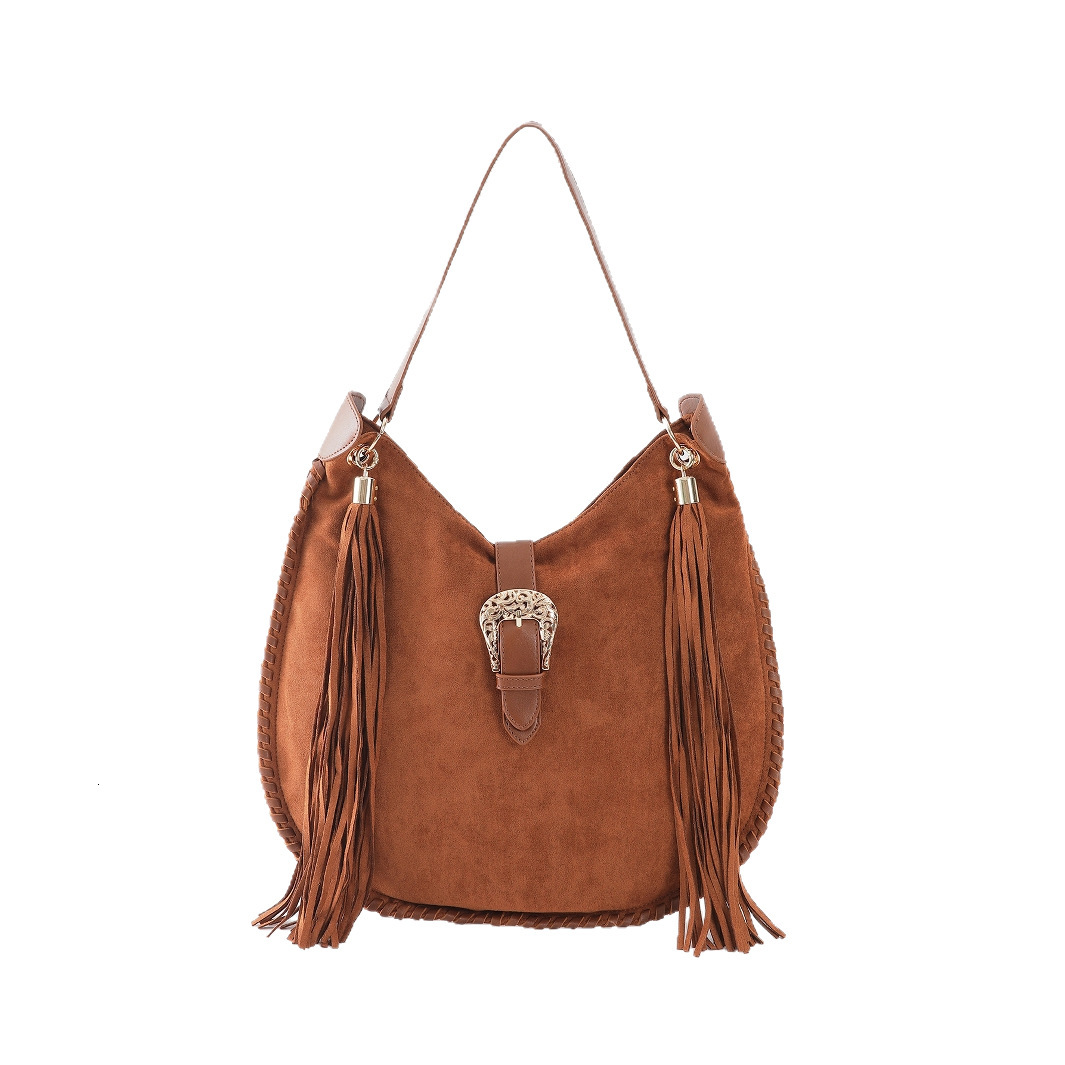 New luxury retro woven suede shoulder bag, tassel shoulder bag, millennium style handbag, versatile casual designer bag