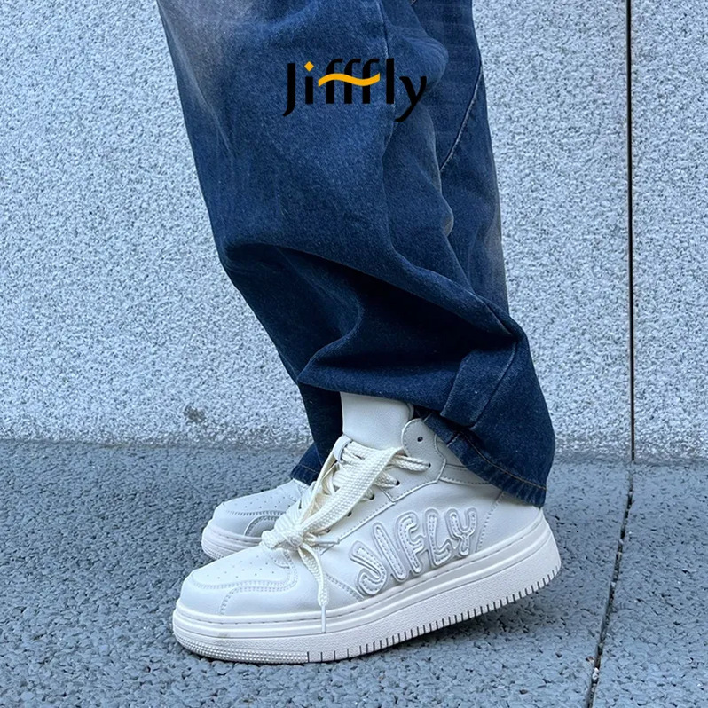 Jifffly 2025 Summer New Unisex High - Top Plimsolls Student - Trend Versatile White Couple Sports Shoes, Breathable and Comfortable