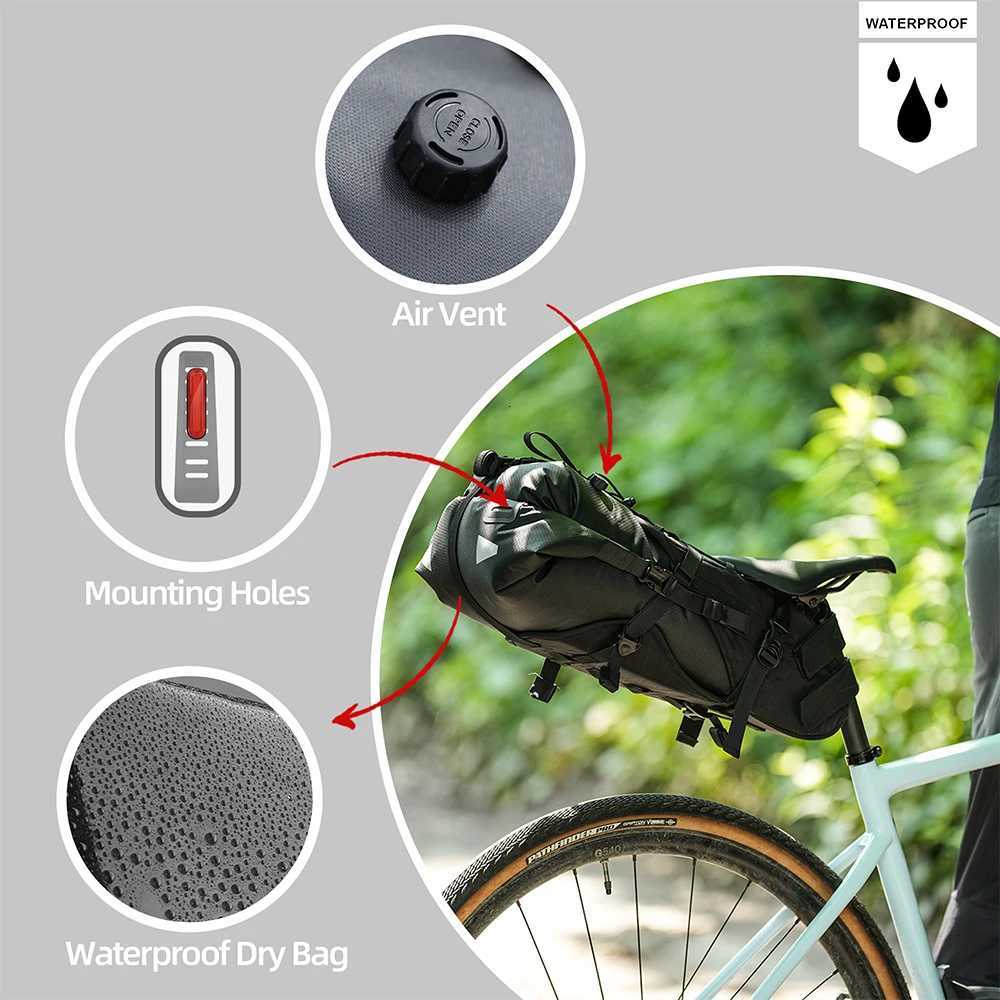 Rhinowalk Bike Saddle Bag Waterproof 14L Big Capacity Stable Not Shaking Removable Dry Bag For Mtb Road Gravel Bike Bikepacking H251029