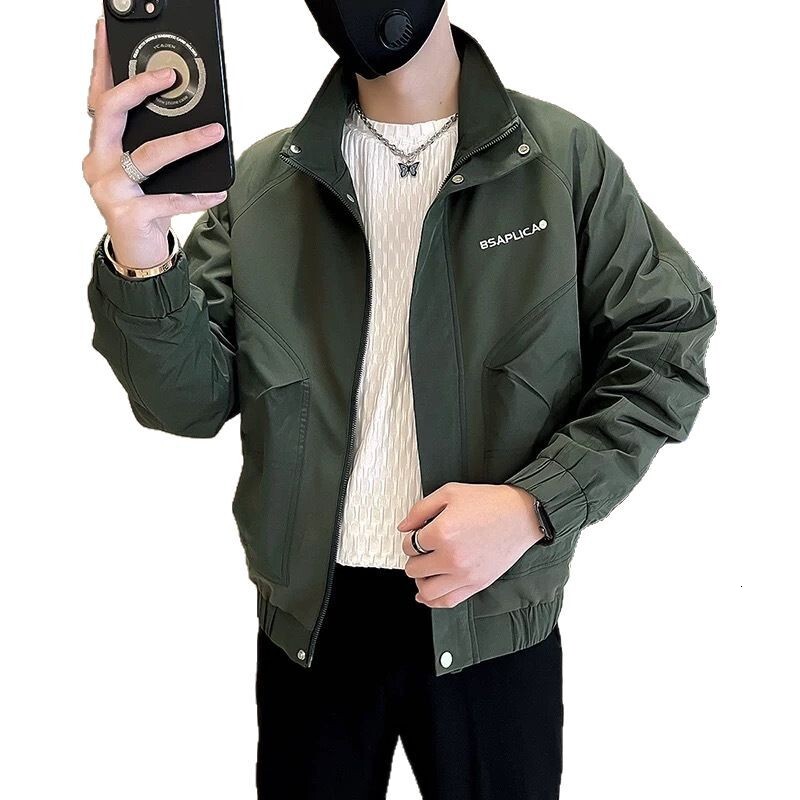 Stand Collar Designer Coat Jacket For Men Spring And Autumn Trendy Brand Casual Embroidered Double Layer Inner 2025 New Fashion Stylish Handsome Men&#