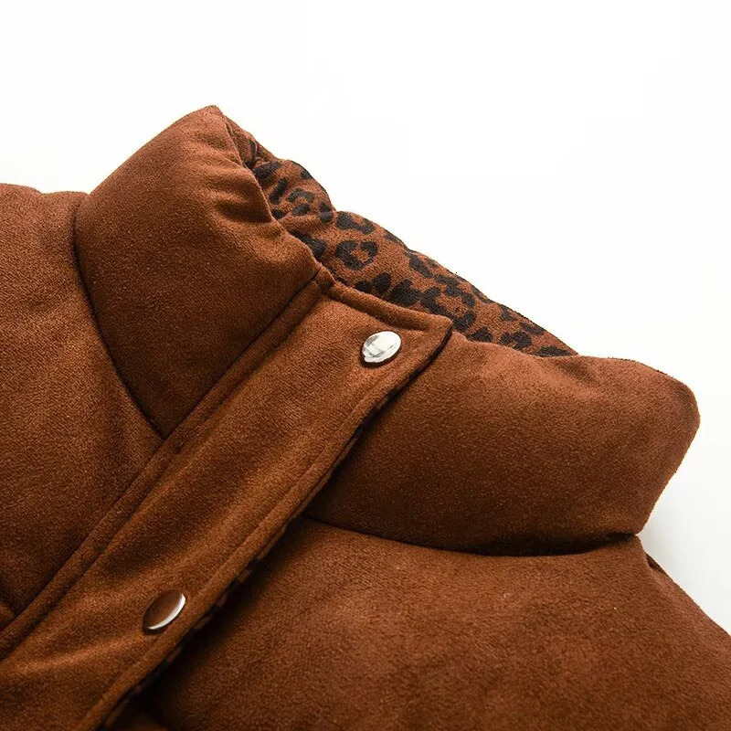 Autumn Winter Women Vest Fashion Wear On Both Sides Vintage Leopard Print Down Vests Coats Casual High Street Waistcoat Tops 251024