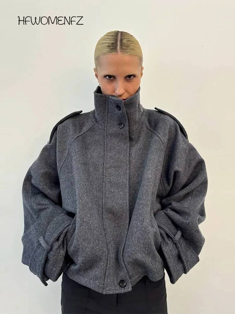 winter jacket women Casual Solid Loose Jackets Women Fashion Full Sleeve Single Breasted Stand Collar Short Coats Female 2025 Autumn Lady Outwears