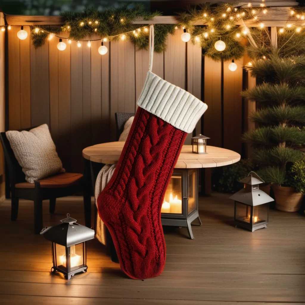 46CM Larger Christmas Gift Stockings ic GreenRed Knitted Hanging Decorative Stocking for Christmas Party Family Decor C251030