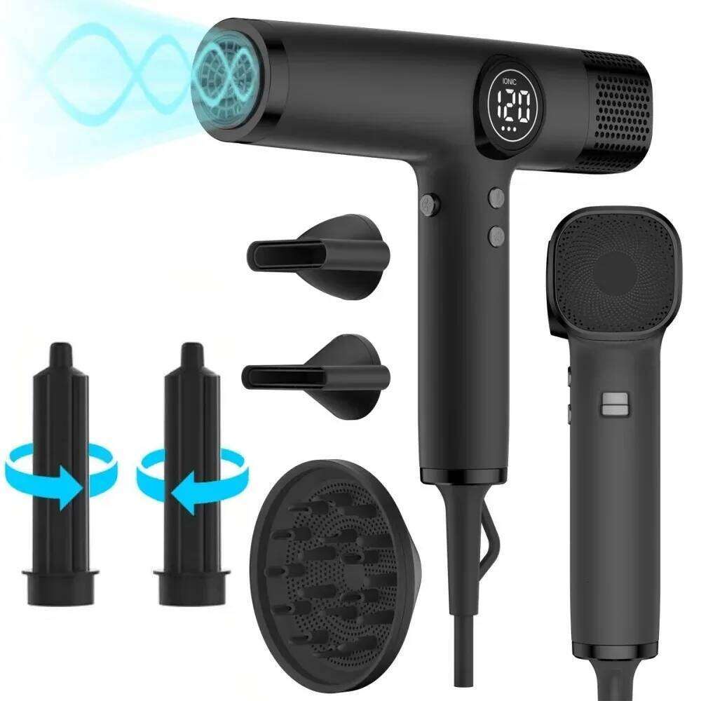 Professional Salon Low Noise Negative Ionic High-Speed 110000 RPM Brushless Motor Hair Dryer Set with Magnetic Nozzle