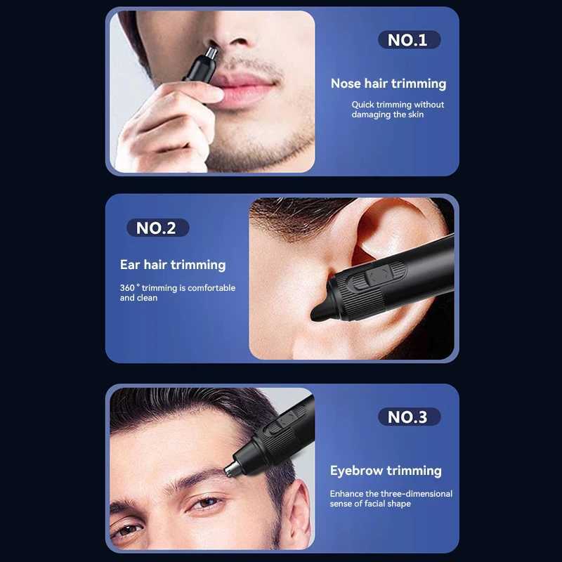 2025 New Unisex Nose Hair Trimmer Painless Waterproof IPX7 EarBrow Groomer USB Rechargeable Portable Facial Hair Remover Tool M251030