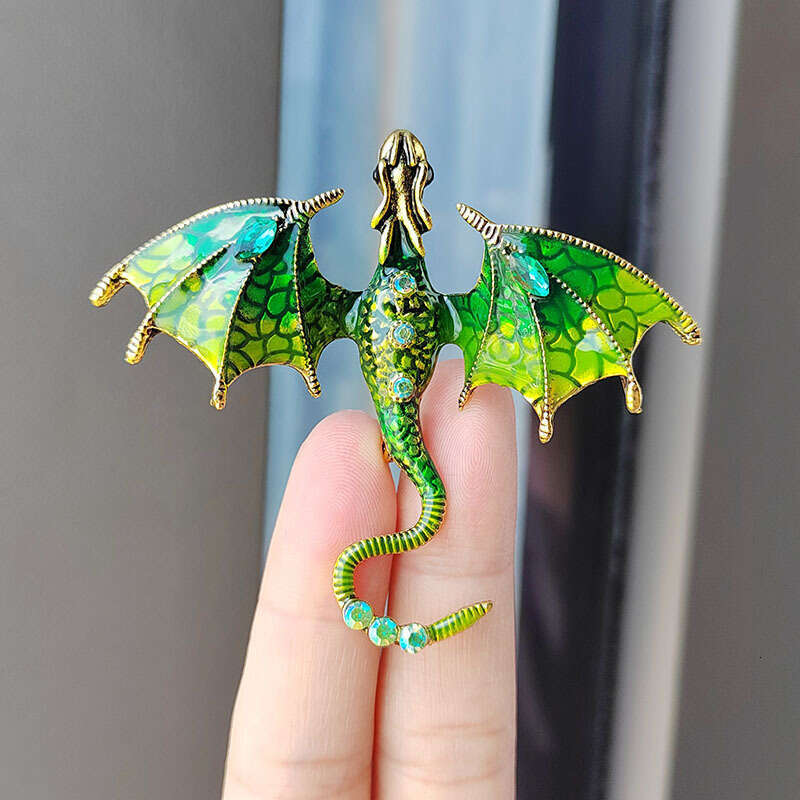 Niche Enamel Dragon Brooch Fashion Animal Pin Versatile Inlaid Dia Accessory for Women