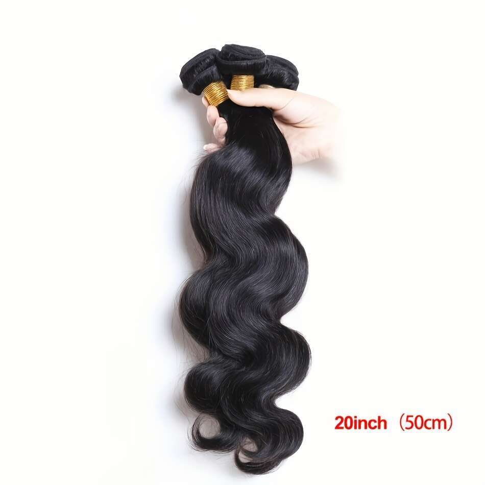 4 Bundles Brazilian Body Wave Virgin Human With 4X4 Free Part Closure - Natural Black, Unprocessed, HD Lace Transparent, Long Wavy Hair Extensions For