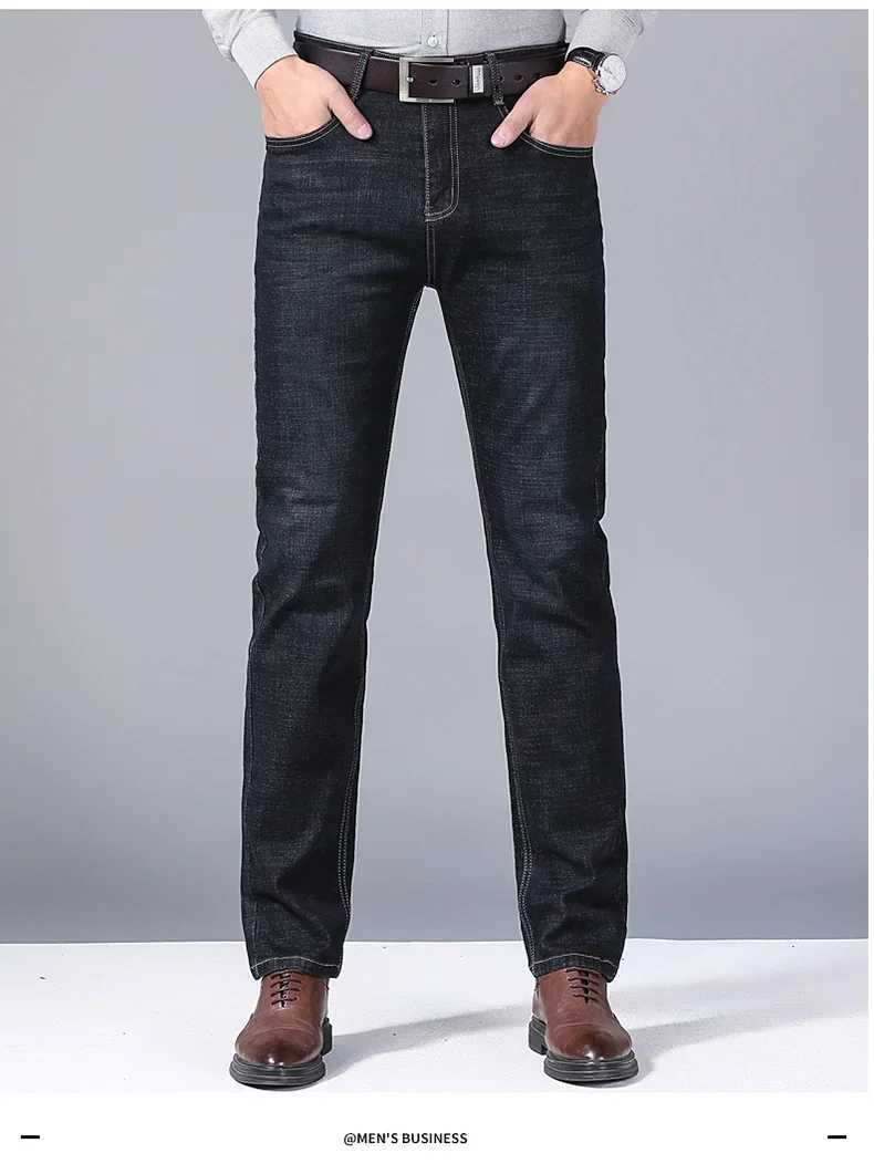 Men Fashion Straight Jeans Mens 2025 New Stretch Slim Fit Pants Comfortable Soft Business Denim Trousers Male Brand Clothing J251030