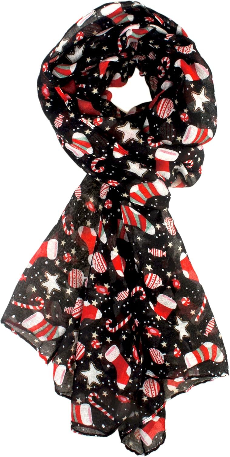 Custom Holiday Gift Packed Soft Lightweight Sheer Fall Winter Christmas Scarf for Women Girls