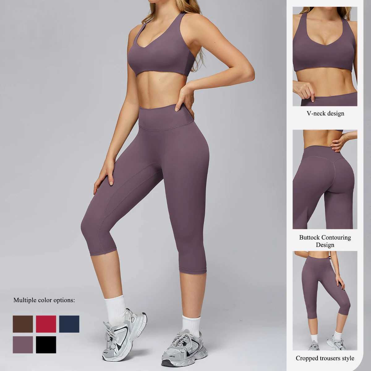 Hearuisavy Sports Set Women Gym HBack BrushedFeel Yoga Bra Running Breathable Quick Dry Tight Fitness Top High Waisted Pants J251030