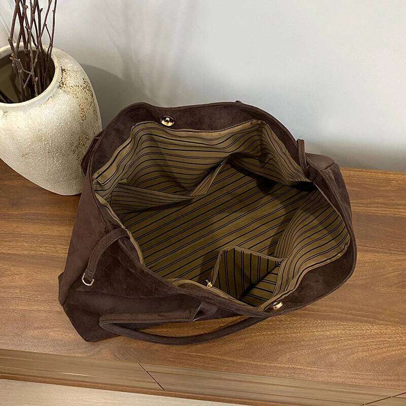 Designer bag 52 Women Faux Suede Hobo Shoulder Large Capacity Bucket Bag Handbag Fall Winter Top-Handle Bags Vintage Underarm Pouch